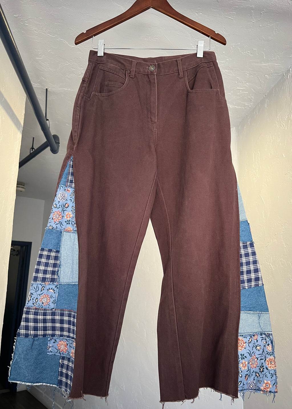 Patchwork Wide Leg Capri